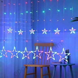 Stars Light Curtain Decoration 12 Stars,138 LED Curtain String Lights (Multi-Colour)