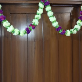 Decorative Artificial Flowers White and Purple Colour  (73 Inchs)