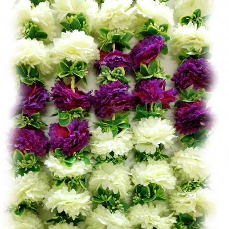 Decorative Artificial Flowers White and Purple Colour  (73 Inchs)