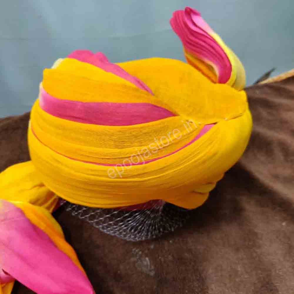 Rajesthani Pagidi Yellow & Pink ( 9 Meters)