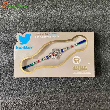 Silver Blue and Green Flower Rakhi