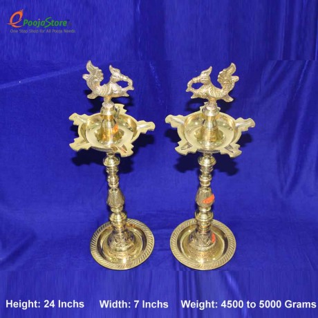 Antique Peacock Deepam 24 Inches ( Pair)