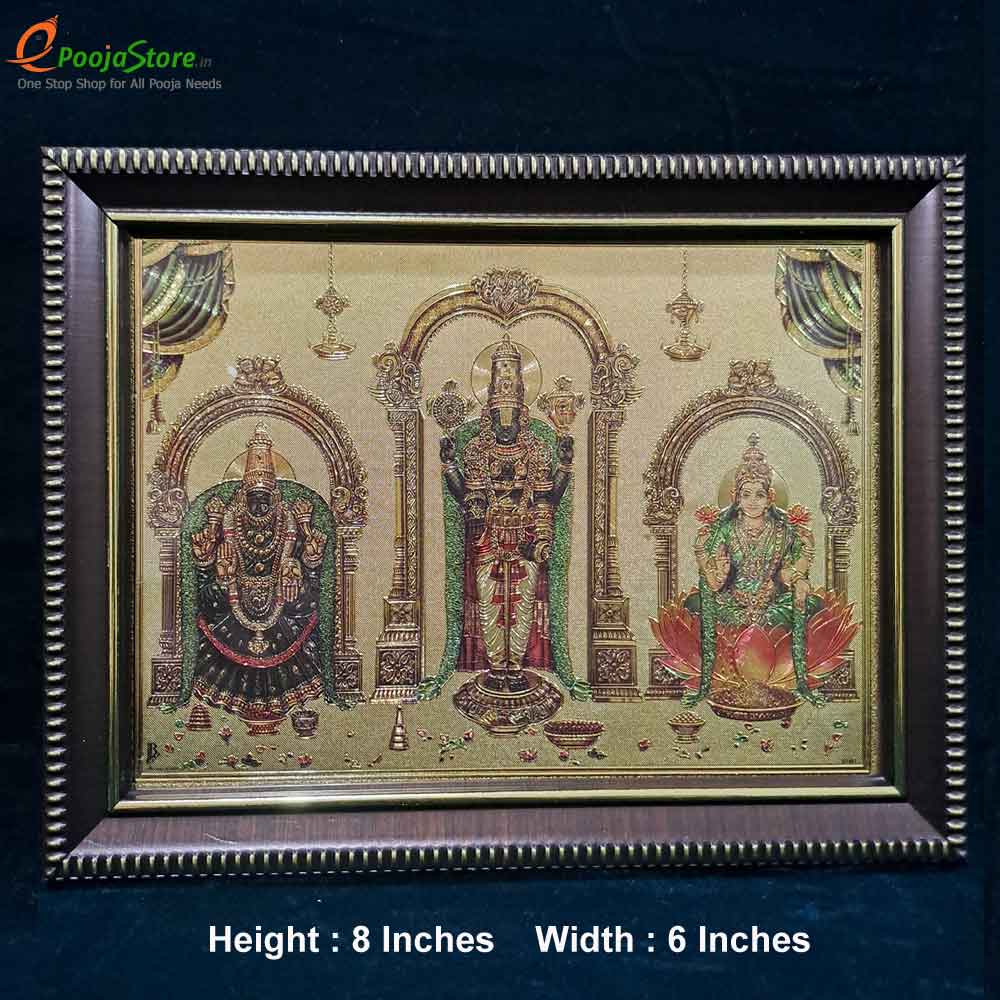 Padmavathi Lakshmi Balaji with Tulasi Mala Photo Frame - Small Padmavathi Lakshmi Balaji with Tulasi Mala Photo Frame - Small