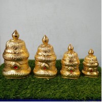 Brass Gold Polished Full Kireetam for Deity Decoration 