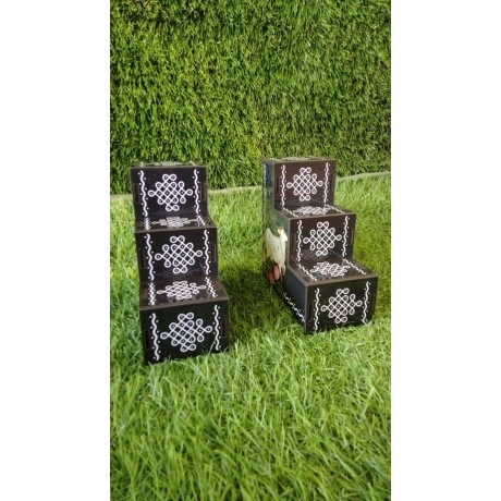 3 step mini Diya stand (Pair)