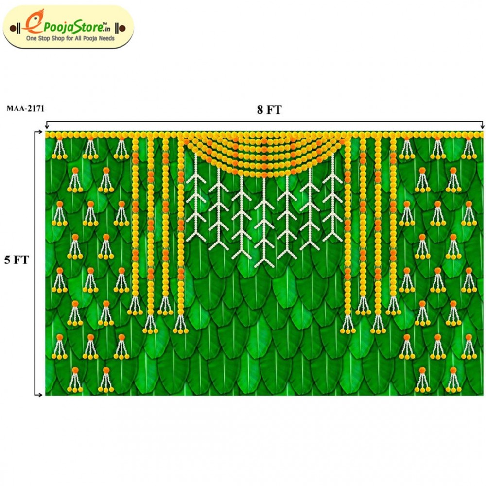 Banana Leaf Wall Backdrop with Marigold & Jasmine Design