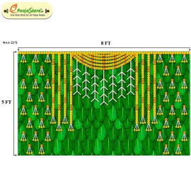 Banana Leaf Wall Backdrop with Marigold & Jasmine Design