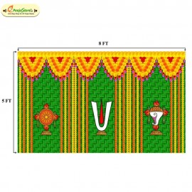 Shanku Chakra Namam Wall Drop - 5X8 Feet Multi Colors