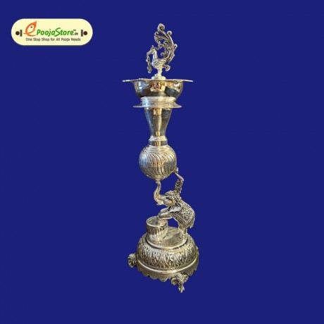 Antique Peacock and Elephant Diya