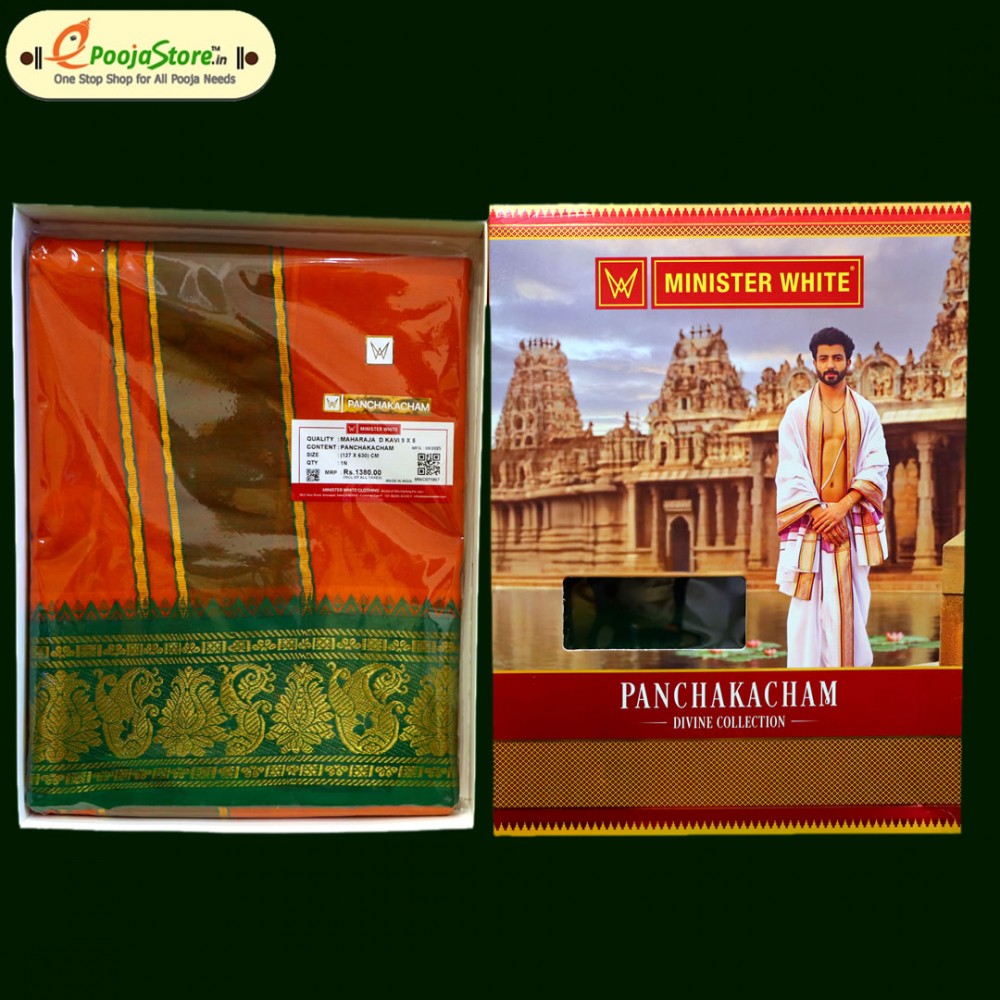 Cotton Pancha With Red and Green Border 