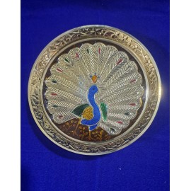 Decorative Brass Peacock Design Pooja Thali