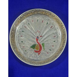 Decorative Brass Peacock Design Pooja Thali