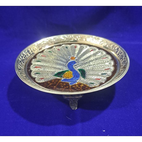 Decorative Brass Peacock Design Pooja Thali