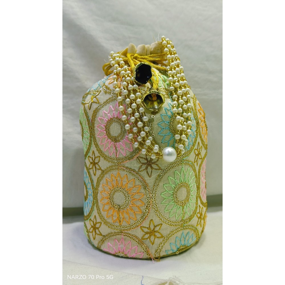 Chakari Design Heavy Round Potli Bag (Pack of 2)