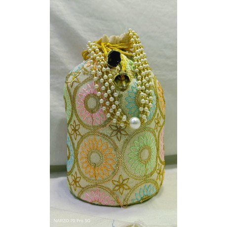 Chakari Design Heavy Round Potli Bag (Pack of 2)