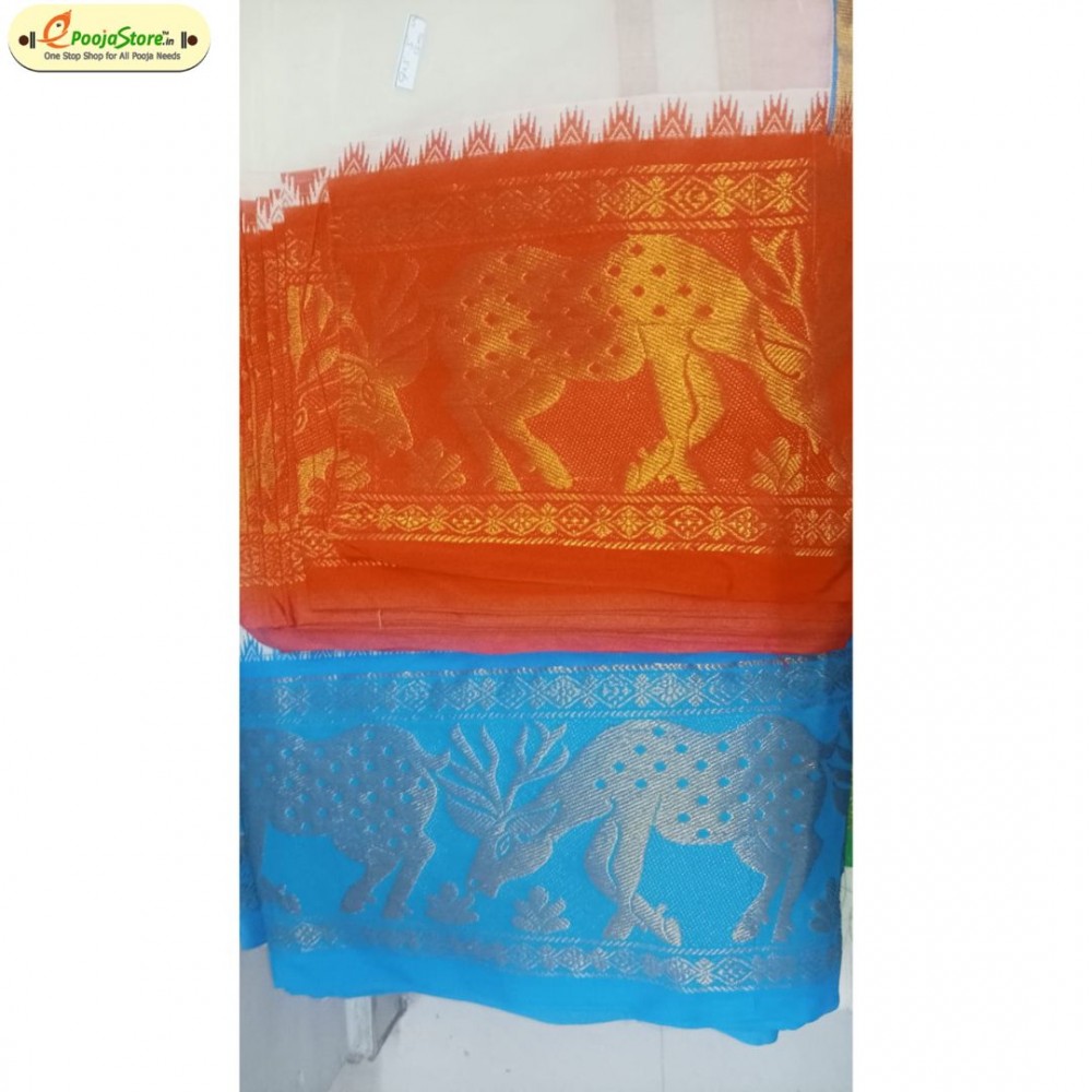 Cotton Pancha With Orange and Blue Border