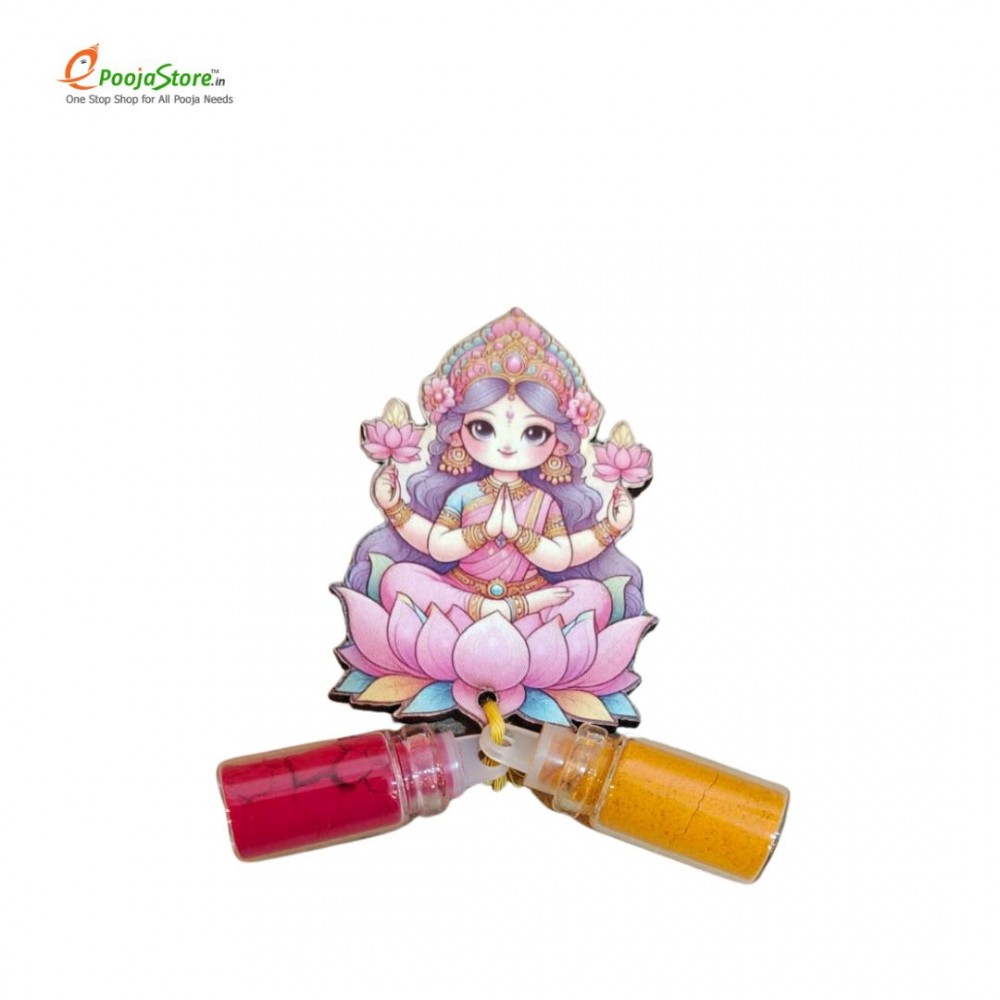 Goddess Lakshmi MDF Small Haldi Kumkum Pack of 10