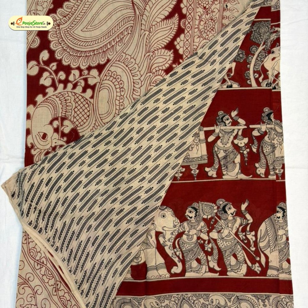 Kalamkari Pure Cotton Saree Red