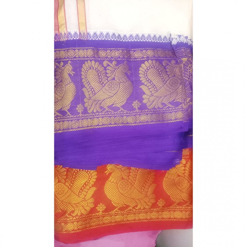 Pure Cotton Pancha With Peacock Border