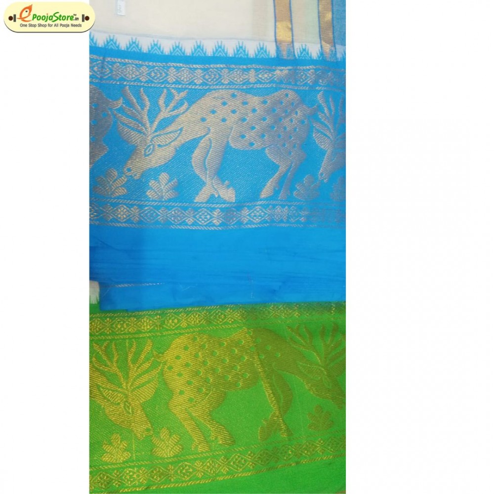 Pure Cotton Pancha With Blue and Green Border 