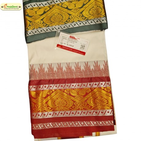 Silk Cream Pancha With Green and Red