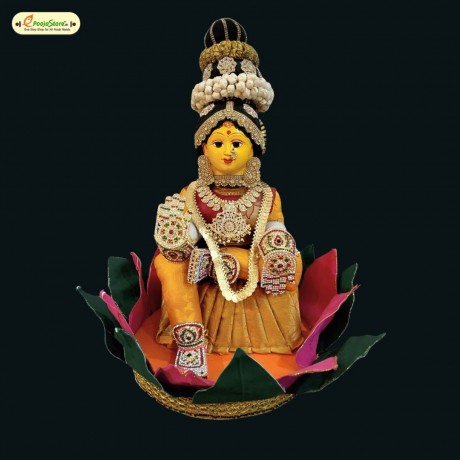 Decorated Varalakshmi Idol With Padma Asanam