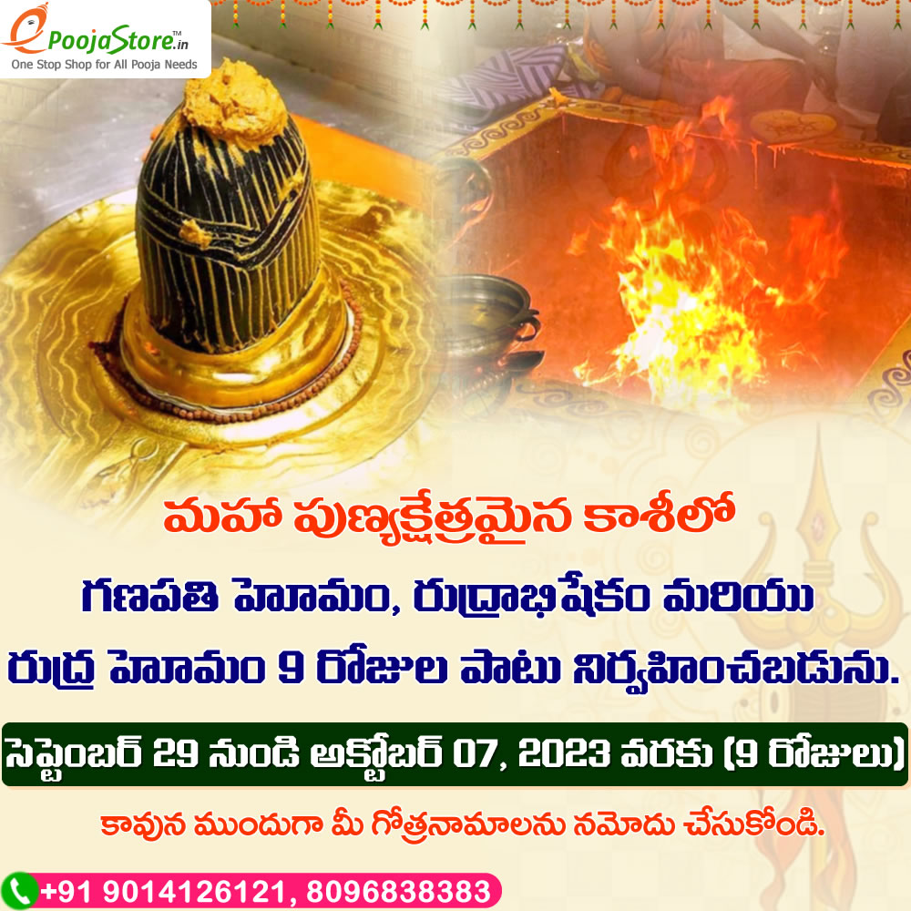 Rudra Homam & Ganapathi Homam and Rudrabhishekam In Kasi (29th Sep to 7th Oct 2023) 