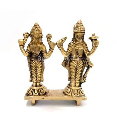 Pure Brass Lord Vishnu and  Lakshmi Devi Idol (4 Inches)