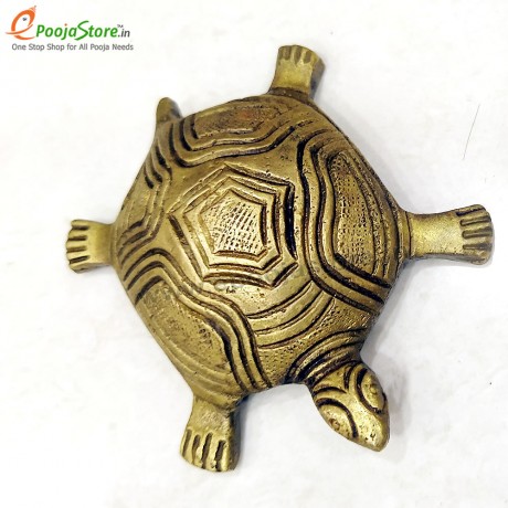 Pure Brass Vastu Fengshui Tortoise With Plate For Good Luck (Small)