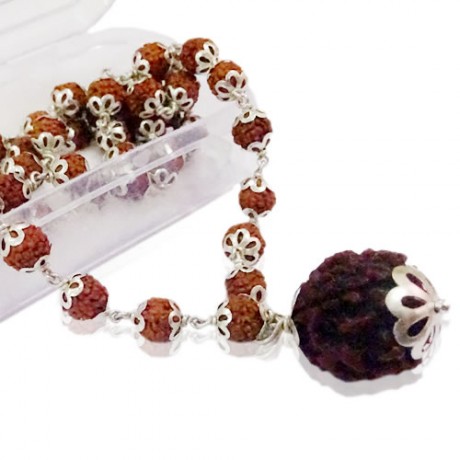 Rudraksha Mala with 53 Beeds and 4 Face Rudraksha Beed