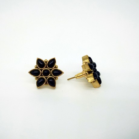 Black Onyx Flower Stud 