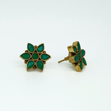 Emerald Flower Stud 