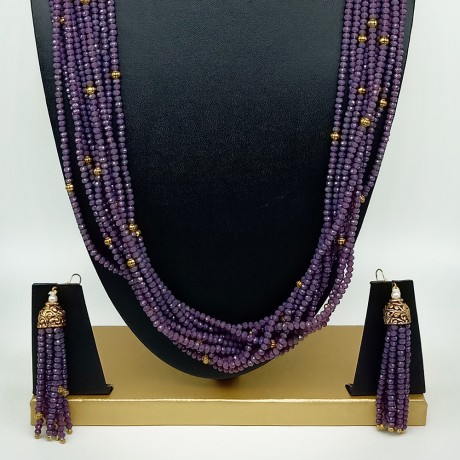Semi Precious Amethyst Necklace Set (10 Layers)