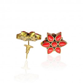 Red Coral Flower Stud 