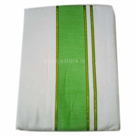 Pure Cotton Dhothi with Green Colour Border (9*5)