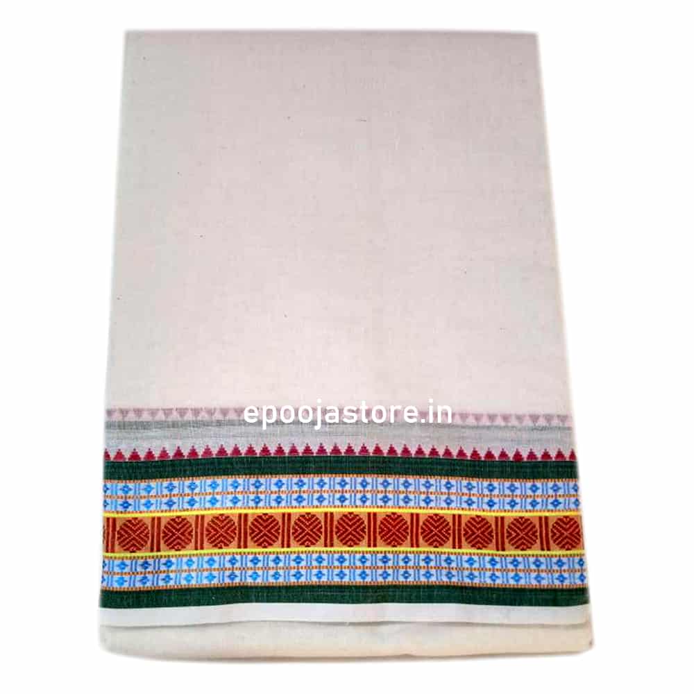 Dhoti Minister White (Mixed Color Border) (9x5)