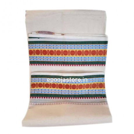 Dhoti Minister White (Mixed Color Border) (9x5)
