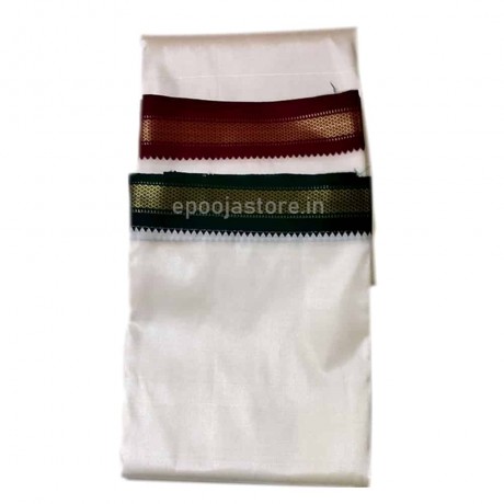 Dhoti Pattu (Green and Red Border)