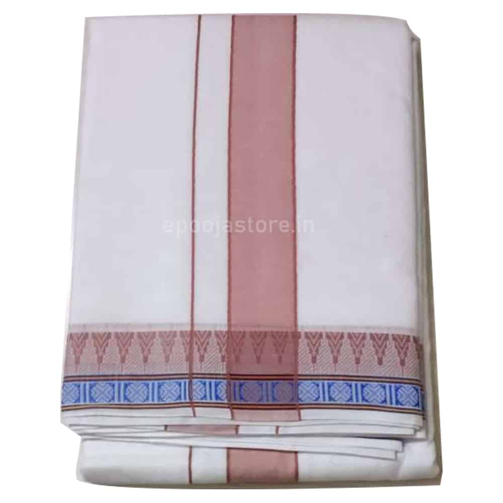 Dhoti Pink and Blue Border(Handlooms 9x5)