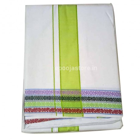 Dhoti Green and Mixed Color Border (Cotton Dhoti)