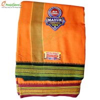Pure Orange Colour Cotton Dhothi (10*6)