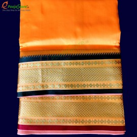 Art Silk Dhothi With Big Border (Orange Colour) (9*5)