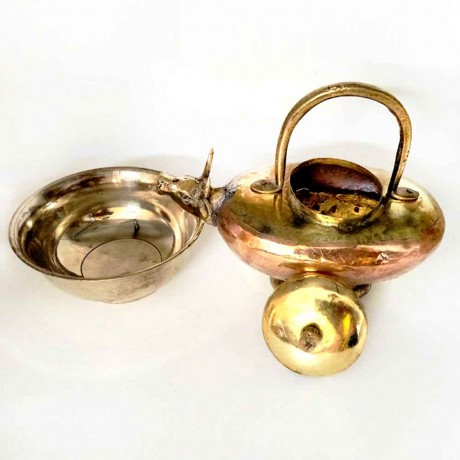 Copper Gaumukhi Kamandalam with Brass Bowl (Achamana patra) 