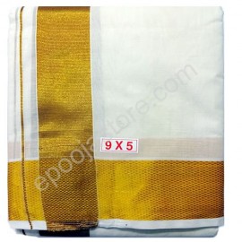 Cotton Dhoti With Gold Boarder