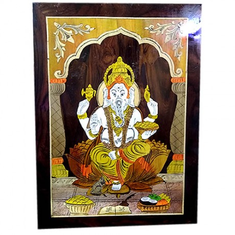 Ganesha (Rosewood Curved Painting)
