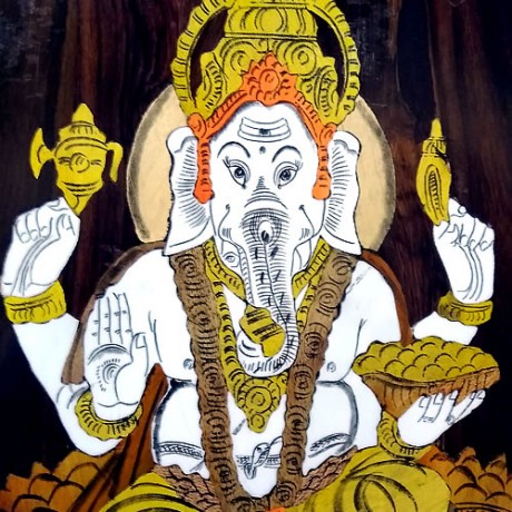 Ganesha (Rosewood Curved Painting)