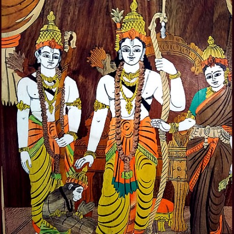 Ram Parivar (Rosewood Curved Painting)
