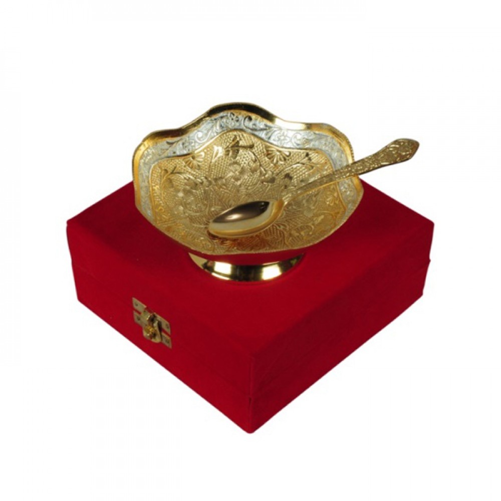 Gold & Silver Plated Brass Bowl 5" Diameter