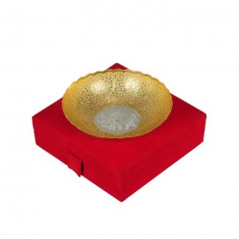 Handi craft Brass Bowl with Circular Elephant Carving ( 5 Inch Diameter)