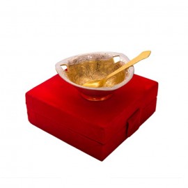 Silver & Gold Plated Brass Bowl Three Corner Bowl 4" Diameter